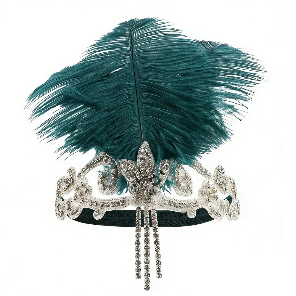 Flapper Headpiece | Rhinestones & Feathers