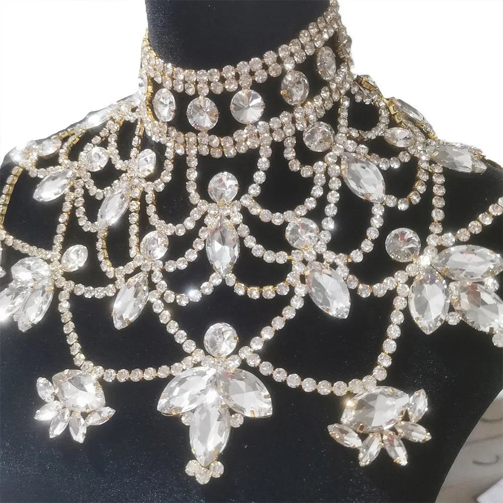 Luxury Oversized Rhinestone Statement Necklace - Drag Show & Pageant Jewelry
