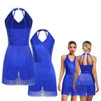 Rhinestone Fringe Dress | Halter Neck | Latin Dance