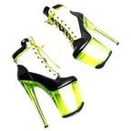 8-Inch Patent Black & White Ankle Boots