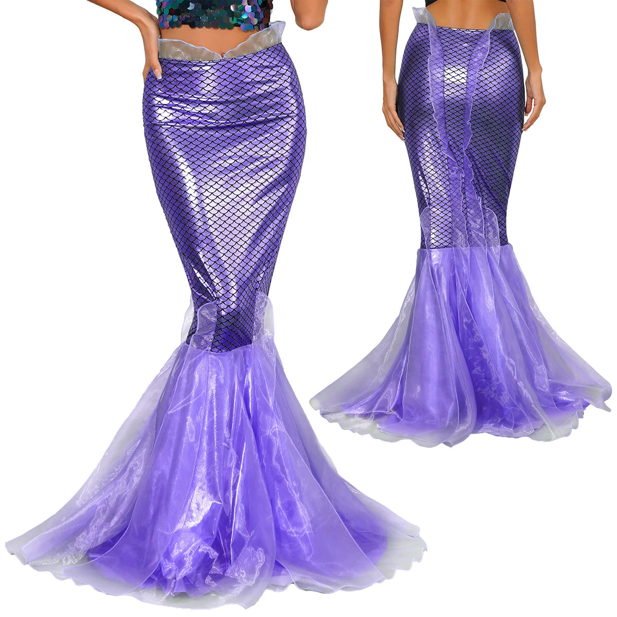 Mermaid Fishtail Skirt | Fish Scale Print | Metallic | Organza Hem