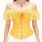 Ruffled Overbust Corset | Jacquard & Lace | Victorian Gothic
