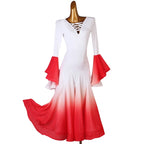 Ombre Ballroom Dress | Lace-Up Back | Bell Sleeves | 3 Colors