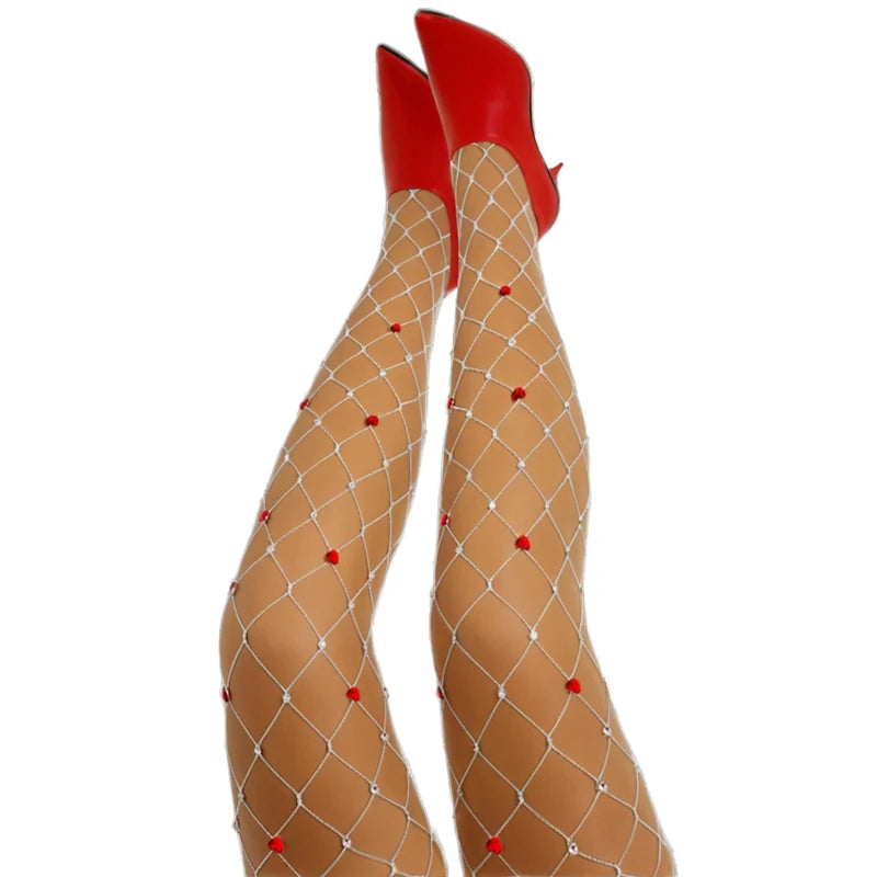Rhinestone Diamond Fishnet Tights | Crystal Pantyhose | One Size