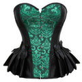 Brocade Overbust Corset | Peplum Ruffle | Steampunk & Burlesque | XS–7XL