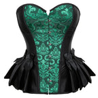 Brocade Overbust Corset | Peplum Ruffle | Steampunk & Burlesque | XS–7XL