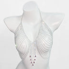 Rhinestone Tassel Chest Chain | Water Drop Body Jewelry