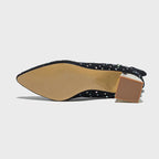 Rhinestone Stretch Sock OTK Boots | Block Heel | Pointed Toe