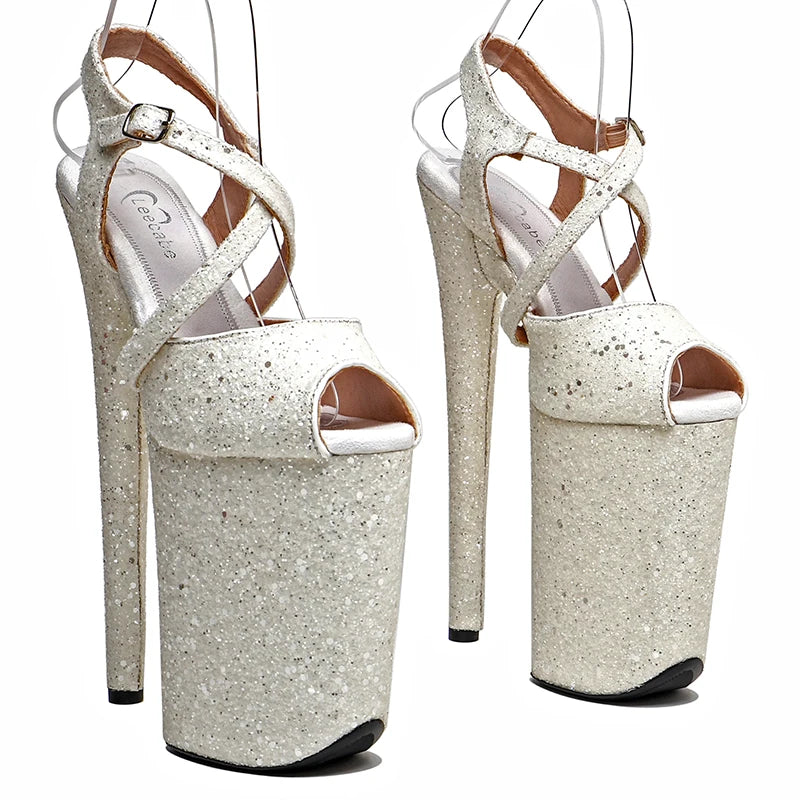 8-Inch Floral Platform Heels | Open Toe