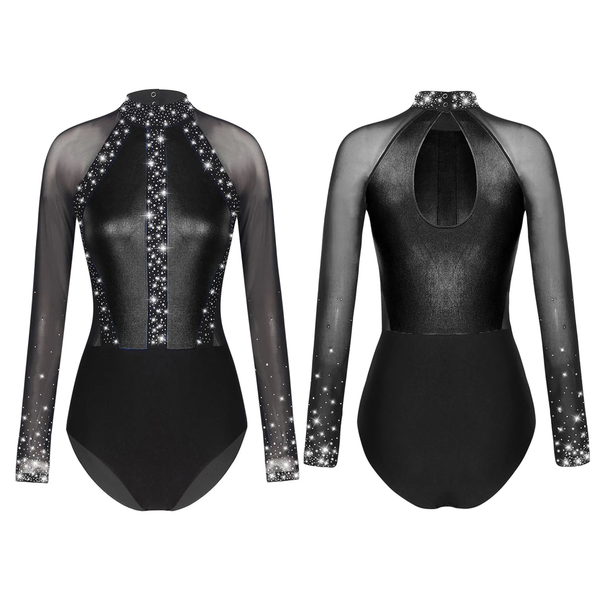 Rhinestone Catsuit | Mesh Sleeves | Stage Ready