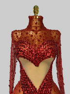 See Through Mesh Rhinestone Mini Dress