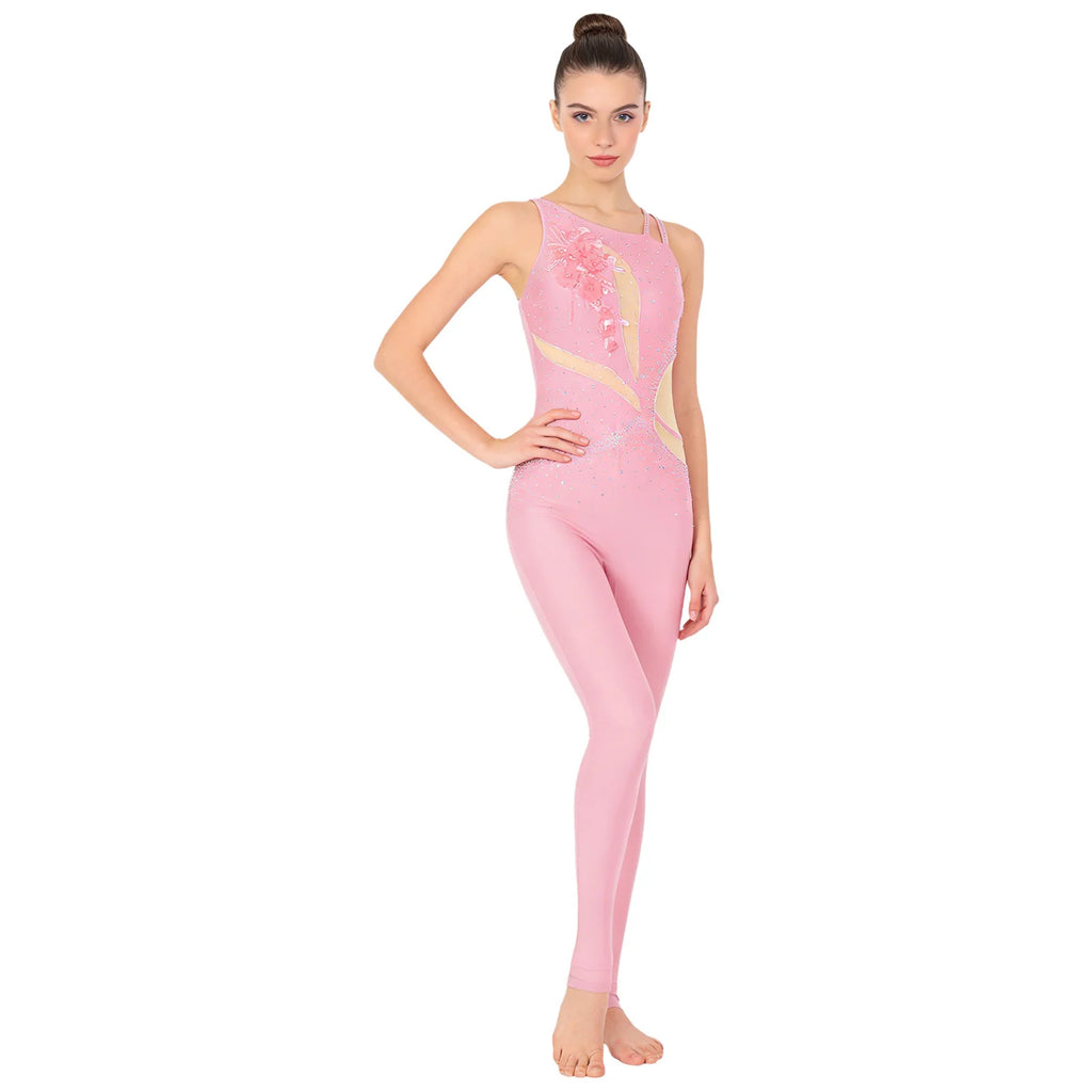 Rhinestone Unitard | Asymmetrical Performance Jumpsuit