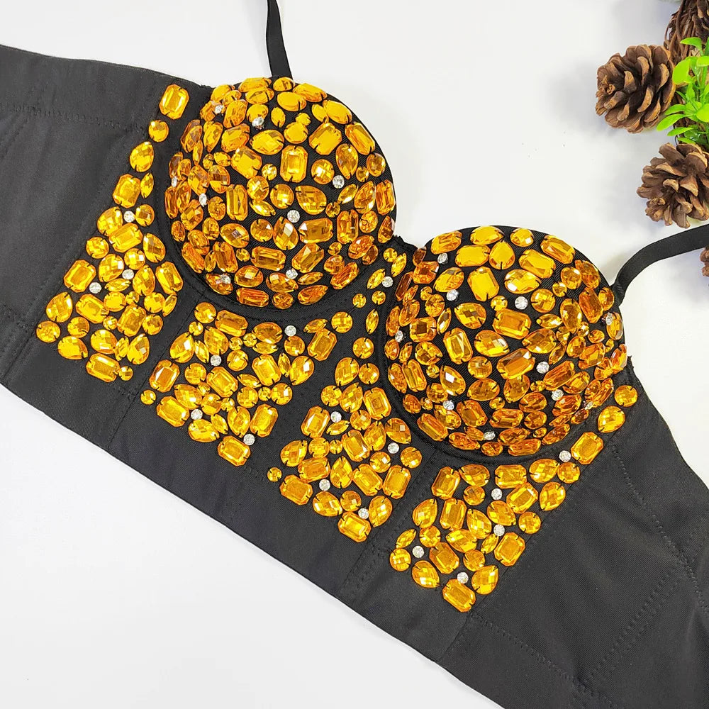 Heavy Beading Rhinestone Bustier | Colorful Crystal Corset Top