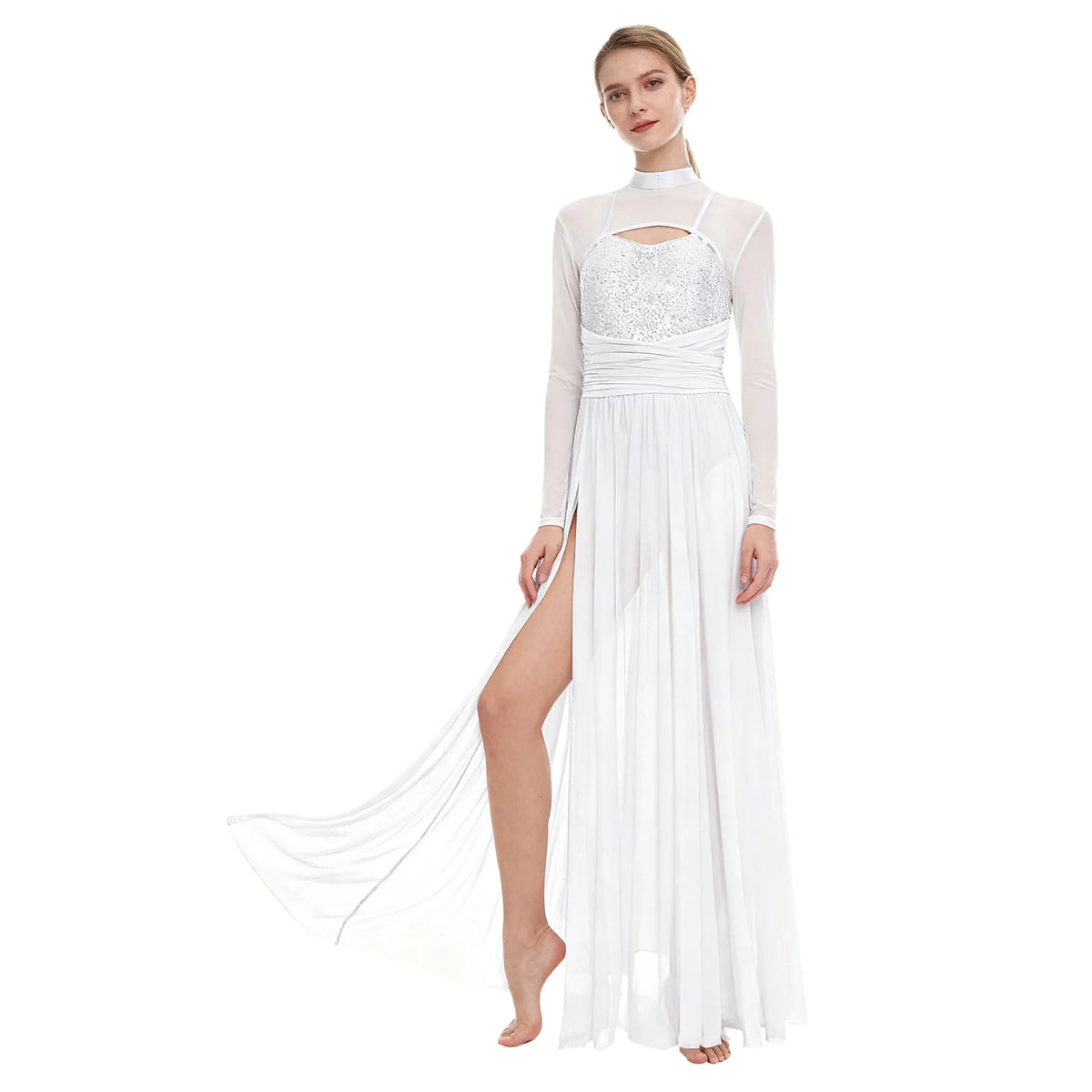 Sequin Lyrical Dance Dress | Mesh & Tulle | Built-In Briefs