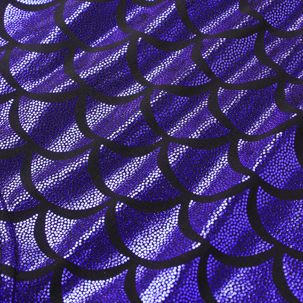 Blue Metallic Scale Shorts | Stretch Waist