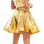Holographic Pleated Mini Skirt | Metallic Shiny | Stage & Rave