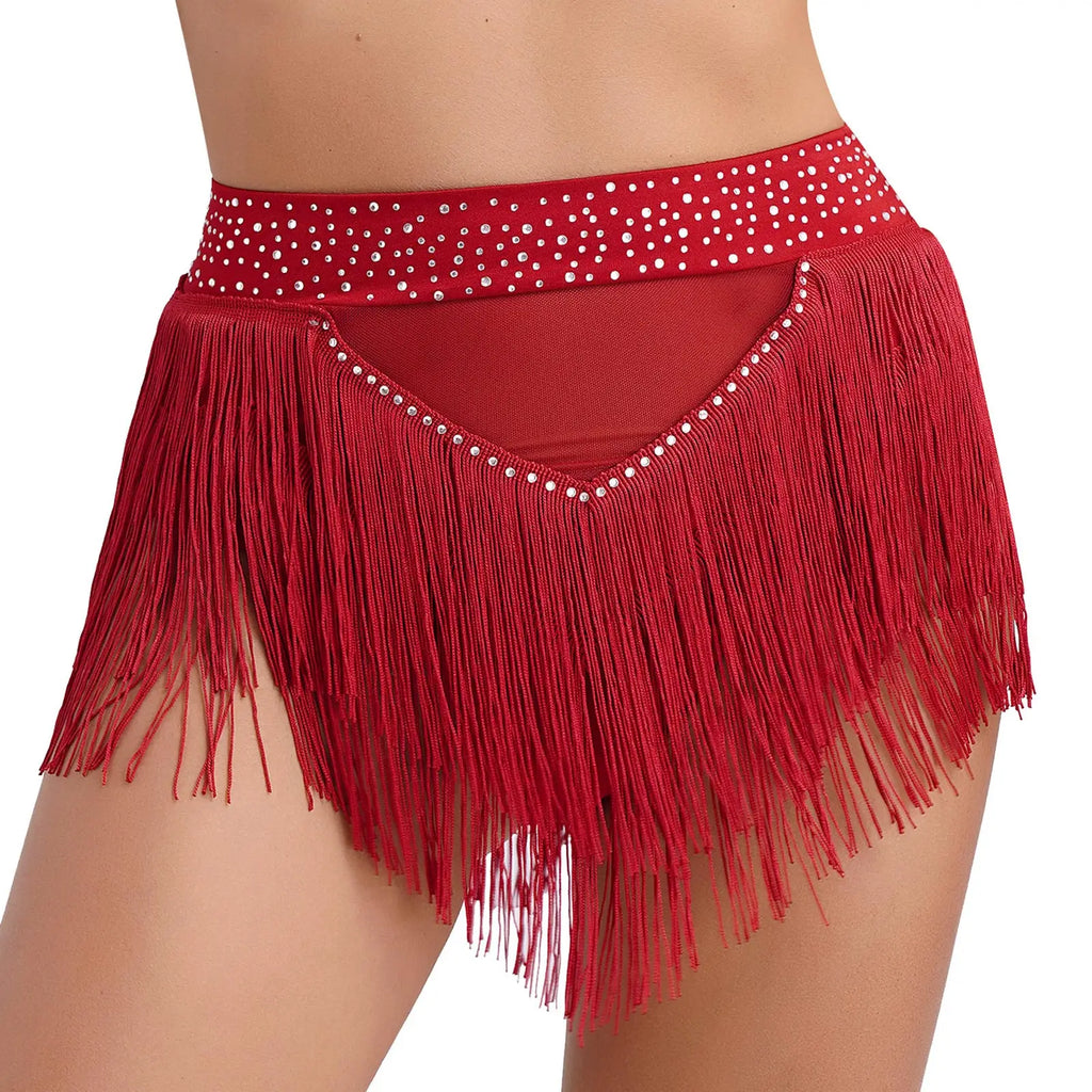 Belly Dance Shorts | Rhinestone Tassel | High Waist