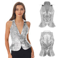 Sequin Lapel Peplum Vest | Sleeveless | Jazz, Cabaret & Stage Performance