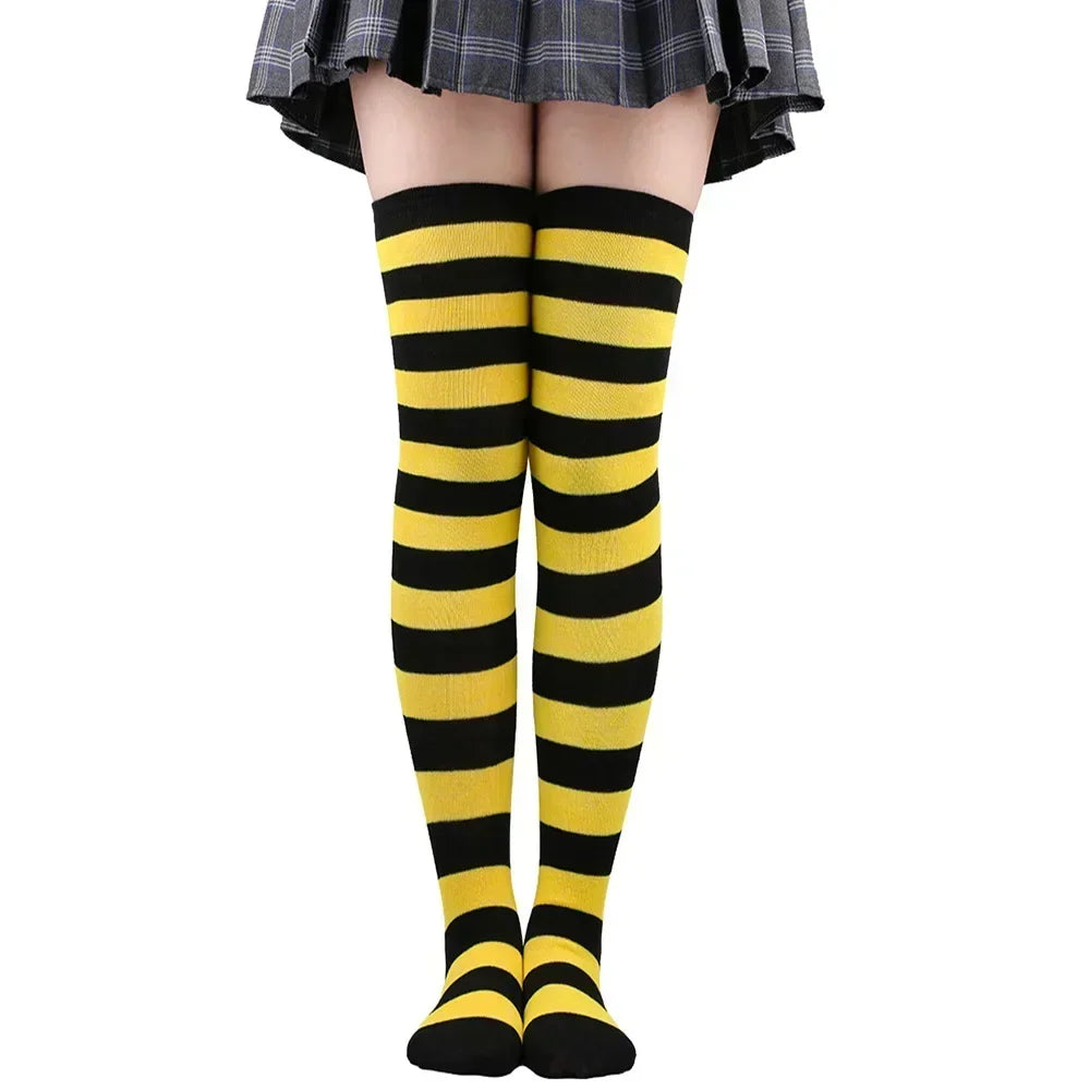 Striped & Polka Dot Thigh-High Stockings | Over-Knee | 27 Colors