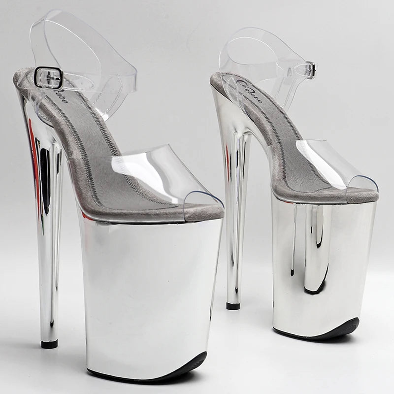 Clear 9-Inch Open-Toe Platform Pole Dance Sandals