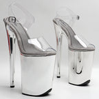 Clear 9-Inch Open-Toe Platform Pole Dance Sandals