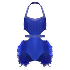 Dance Bodysuit | Rhinestones & Faux Feathers