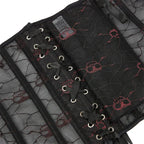 Skull Rose Overbust Corset | Mesh Panels | Gothic Burlesque