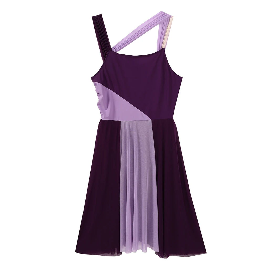 Lyrical Dance Dress | Color-Block Split Mesh