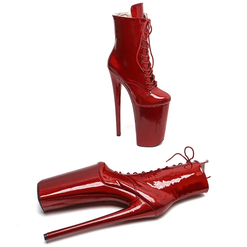 10-Inch Shiny Ankle Boots - Platform Dance Boots
