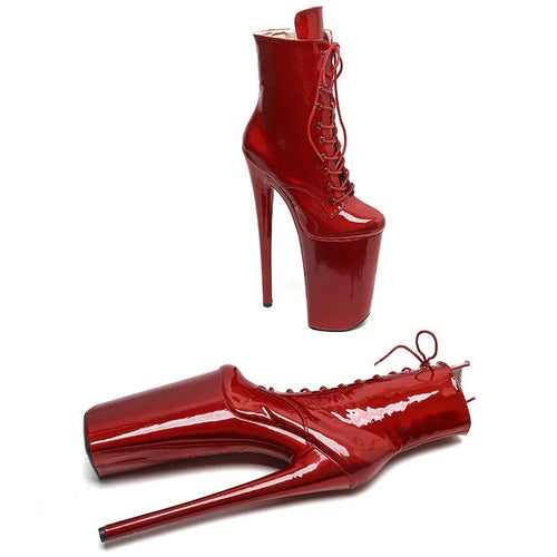 10-Inch Shiny Ankle Boots - Platform Dance Boots