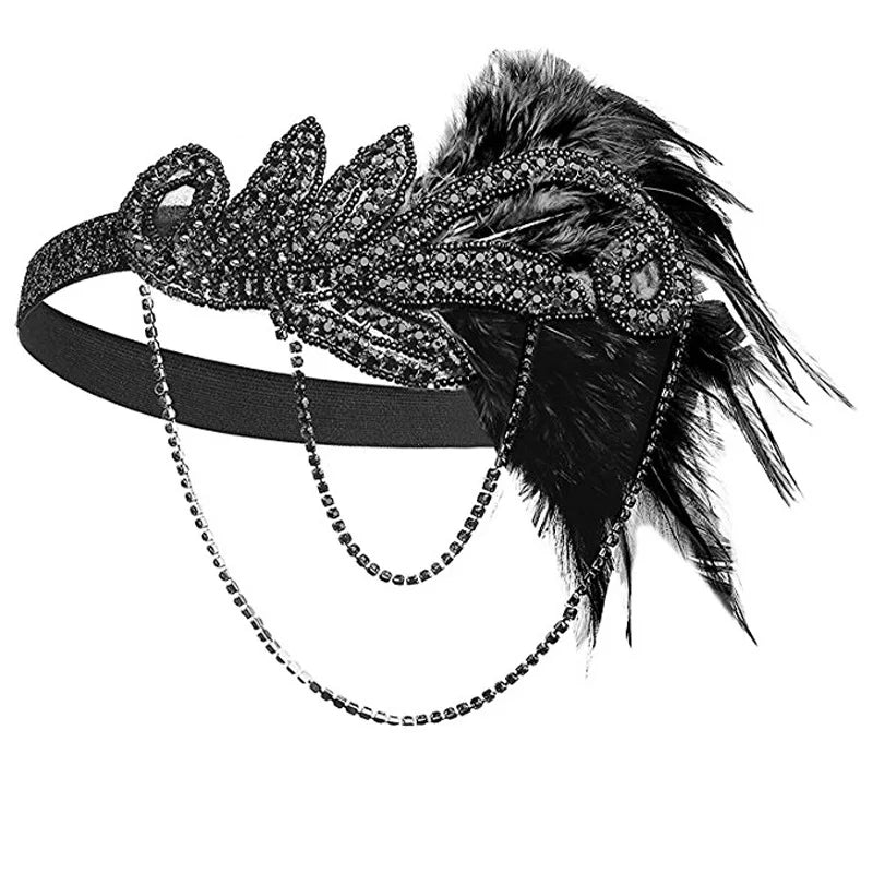 1920s Flapper Headband | Crystal & Feather