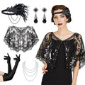 1920s Flapper Accessory Set | 5-Piece | Headband, Shawl, Gloves