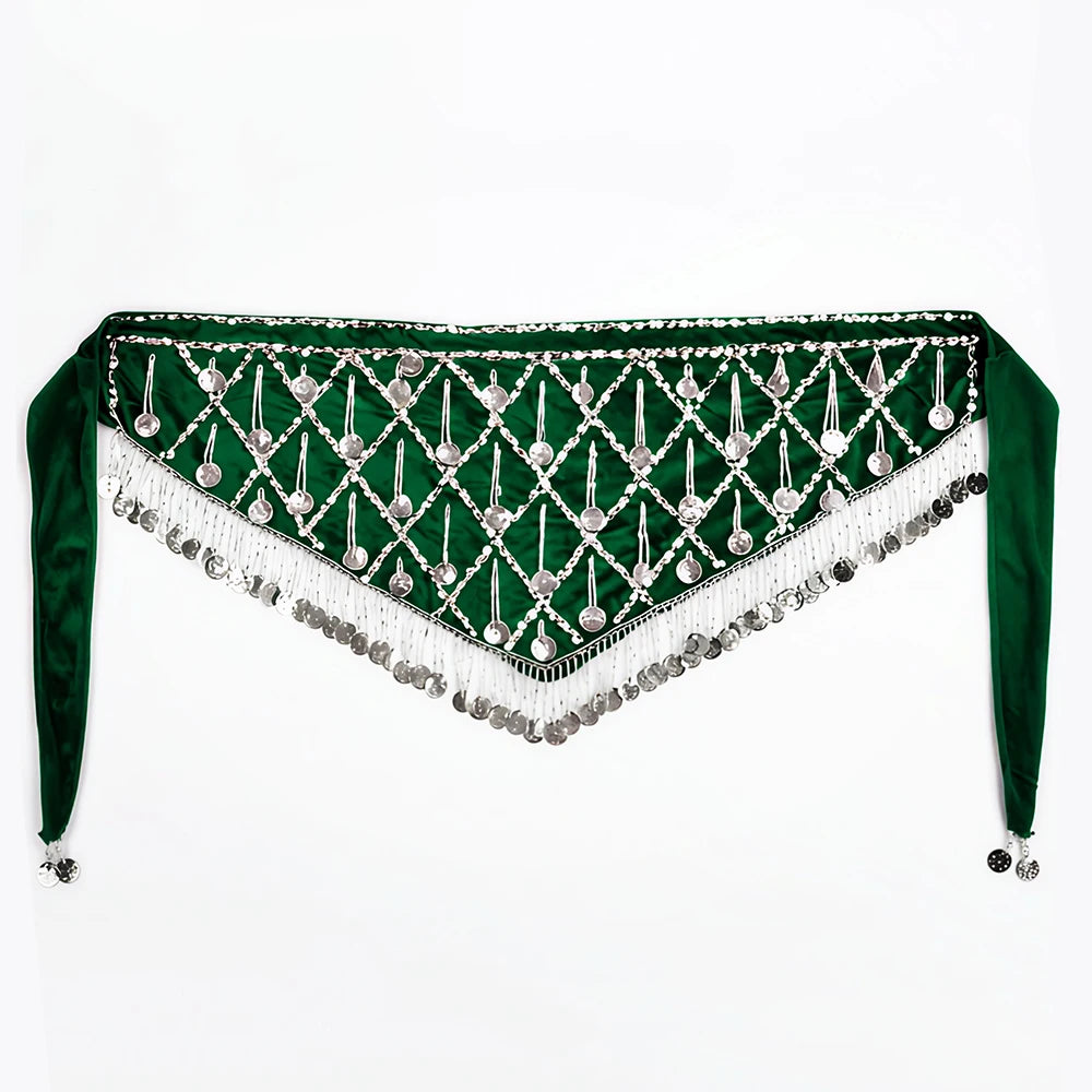 Velvet Tribal Hip Scarf | Coins & Fringe | Belly Dance