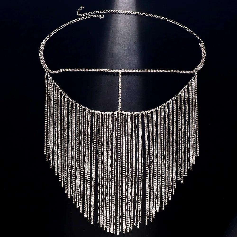Dazzling Rhinestone Fringe Face Mask - Showgirl, Festival & Performance Accessory