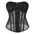 Skull Rose Overbust Corset | Mesh Panels | Gothic Burlesque