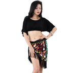 Belly Dance Top & Sequin Hip Wrap Set | Fringe Skirt