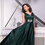 Rhinestone Flower Wide Elastic Belt | Stage & Dressy