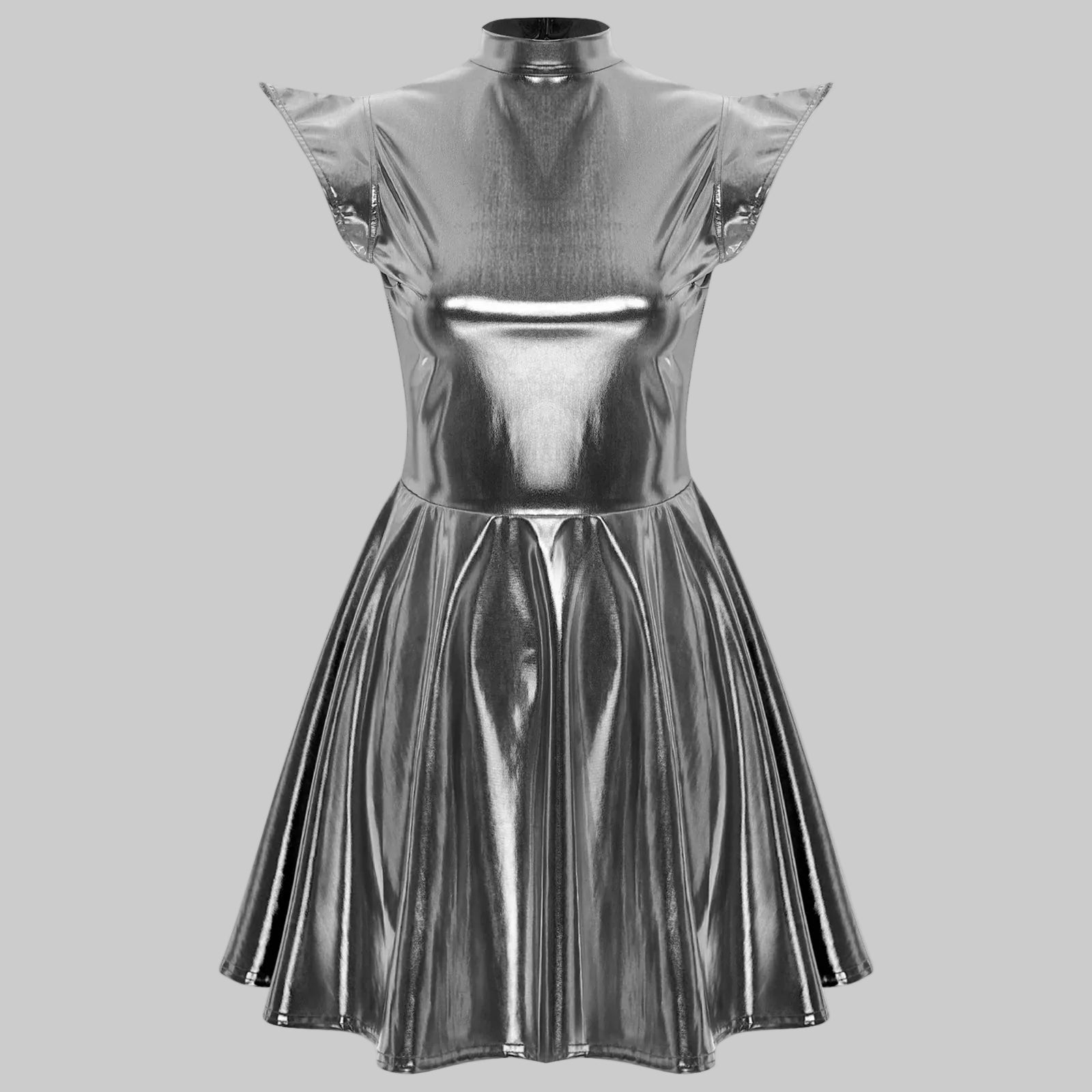 Holographic A-Line Performance Dress - Futuristic Stage Costume