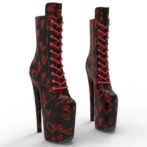 20cm Platform Boots - Ultra High Heel Lace-Up Dance Boots