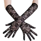 Sheer Lace Elbow Gloves | Floral | Black & White