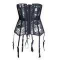 Leather & Lace Underbust Corset | Garter Suspenders | 12-Bone | Plus Size