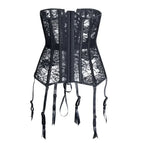 Leather & Lace Underbust Corset | Garter Suspenders | 12-Bone | Plus Size