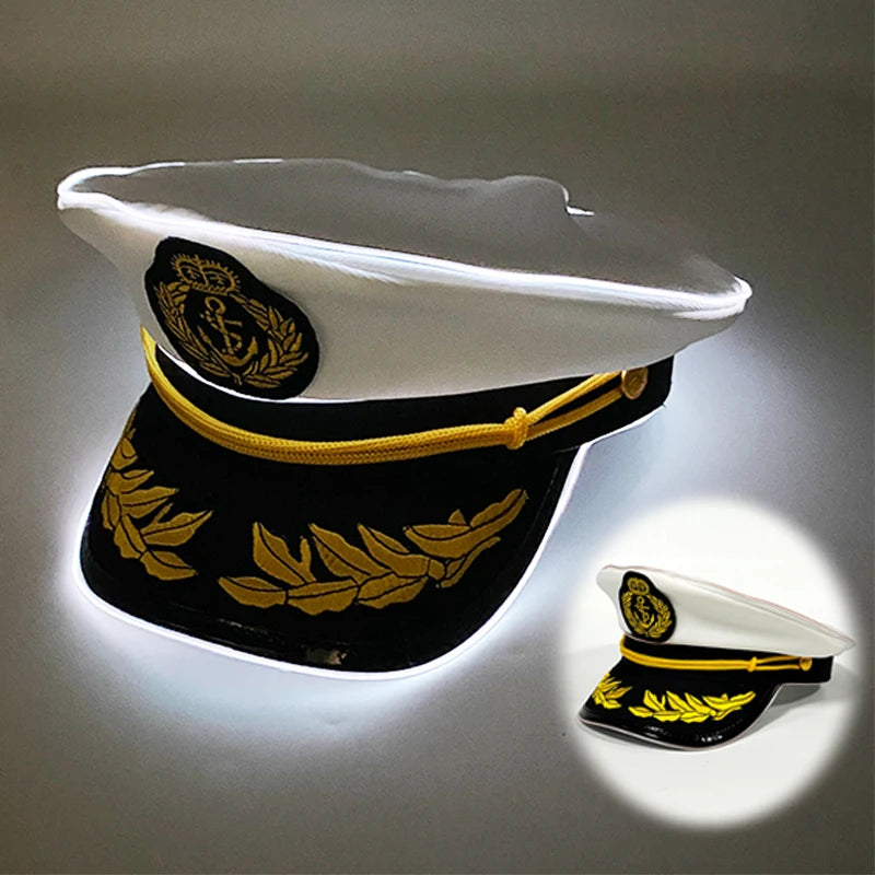 LED Glow Captain Hat | EL Wire Light-Up | Unisex