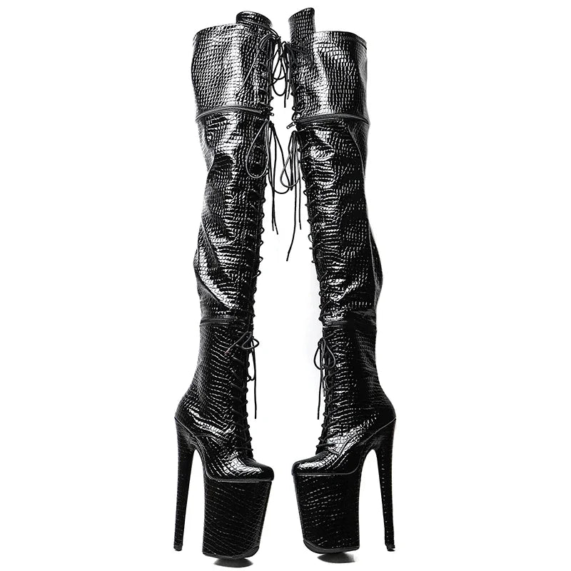 3-in-1 Convertible Thigh-High Platform Boots – 9-Inch Extreme Heel