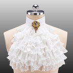 Ruffle Lace Jabot | Rococo Collar & Brooch