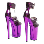 9-Inch Holographic Platform Sandals - Peep Toe Exotic Dance Heels