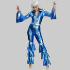 Women's 70s Disco Jumpsuit with Belt - Vintage Stage Performance Costume