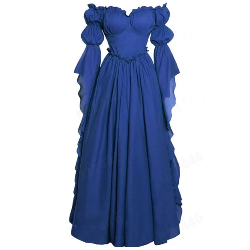 Renaissance Gothic Off-Shoulder Gown | Ruffle Hem | 7 Colors