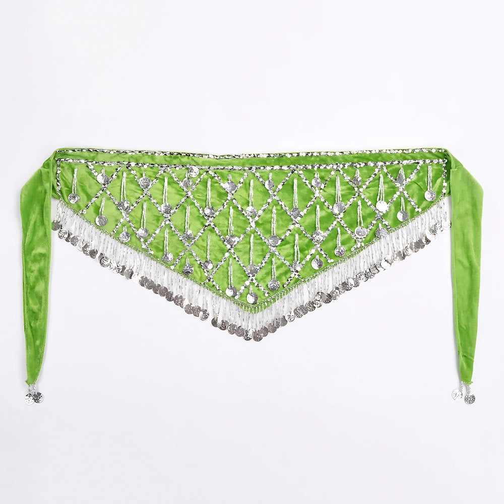 Velvet Tribal Hip Scarf | Coins & Fringe | Belly Dance