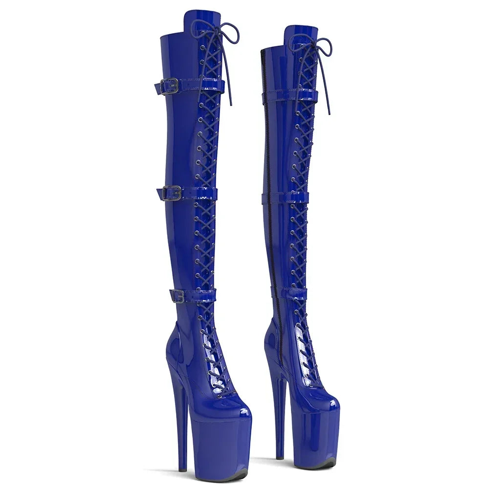 Patent Leather Thigh-High Boots 20cm - Platform Pole Dance Boots